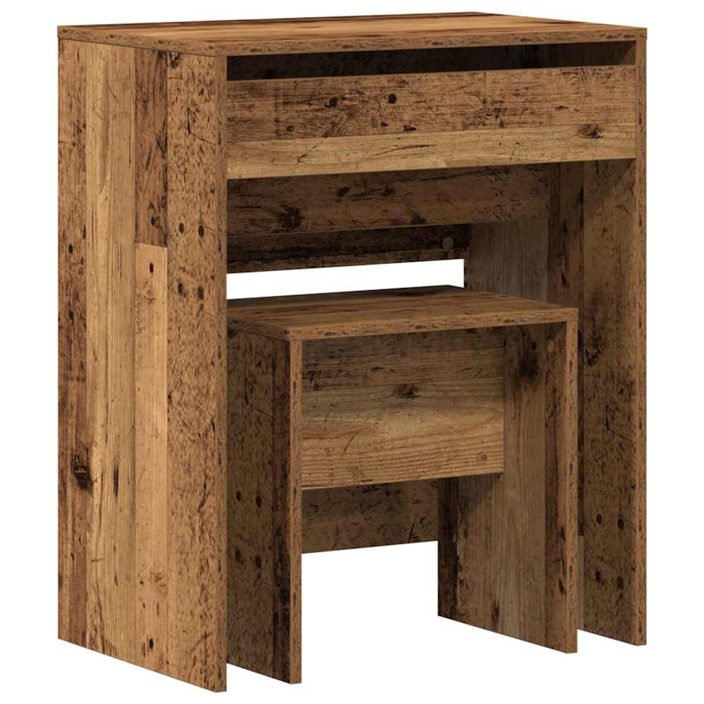Zrcadlový Stolík 2 Pcs Staré Dřevo 60 X 40 X 75 Cm