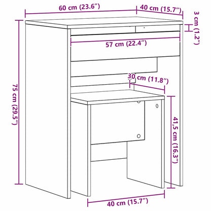 Zrcadlový Stolík 2 Pcs Staré Dřevo 60 X 40 X 75 Cm