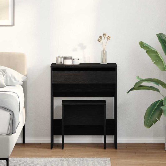 Zrcadlový Stolík 2 Pcs Černý Dub 60 X 40 X 75 Cm
