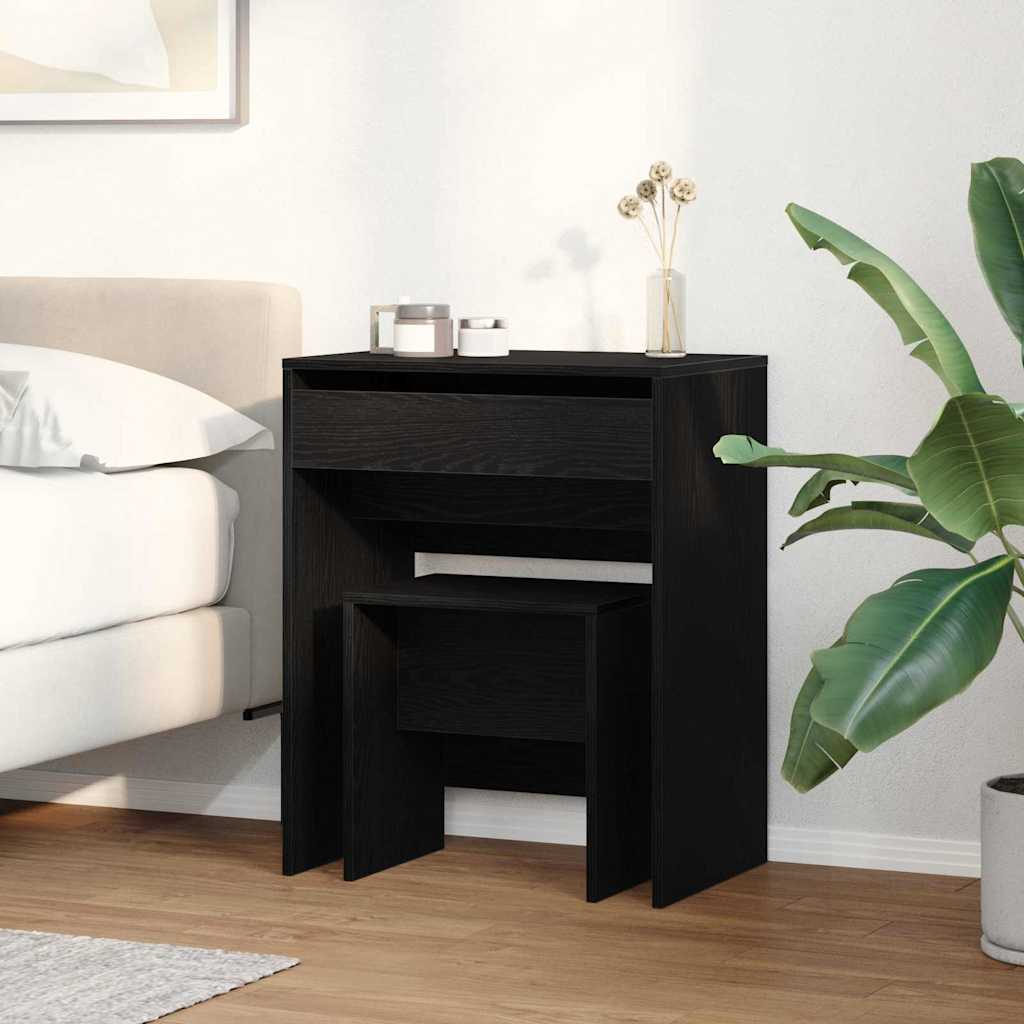 Zrcadlový Stolík 2 Pcs Černý Dub 60 X 40 X 75 Cm
