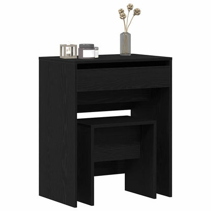 Zrcadlový Stolík 2 Pcs Černý Dub 60 X 40 X 75 Cm