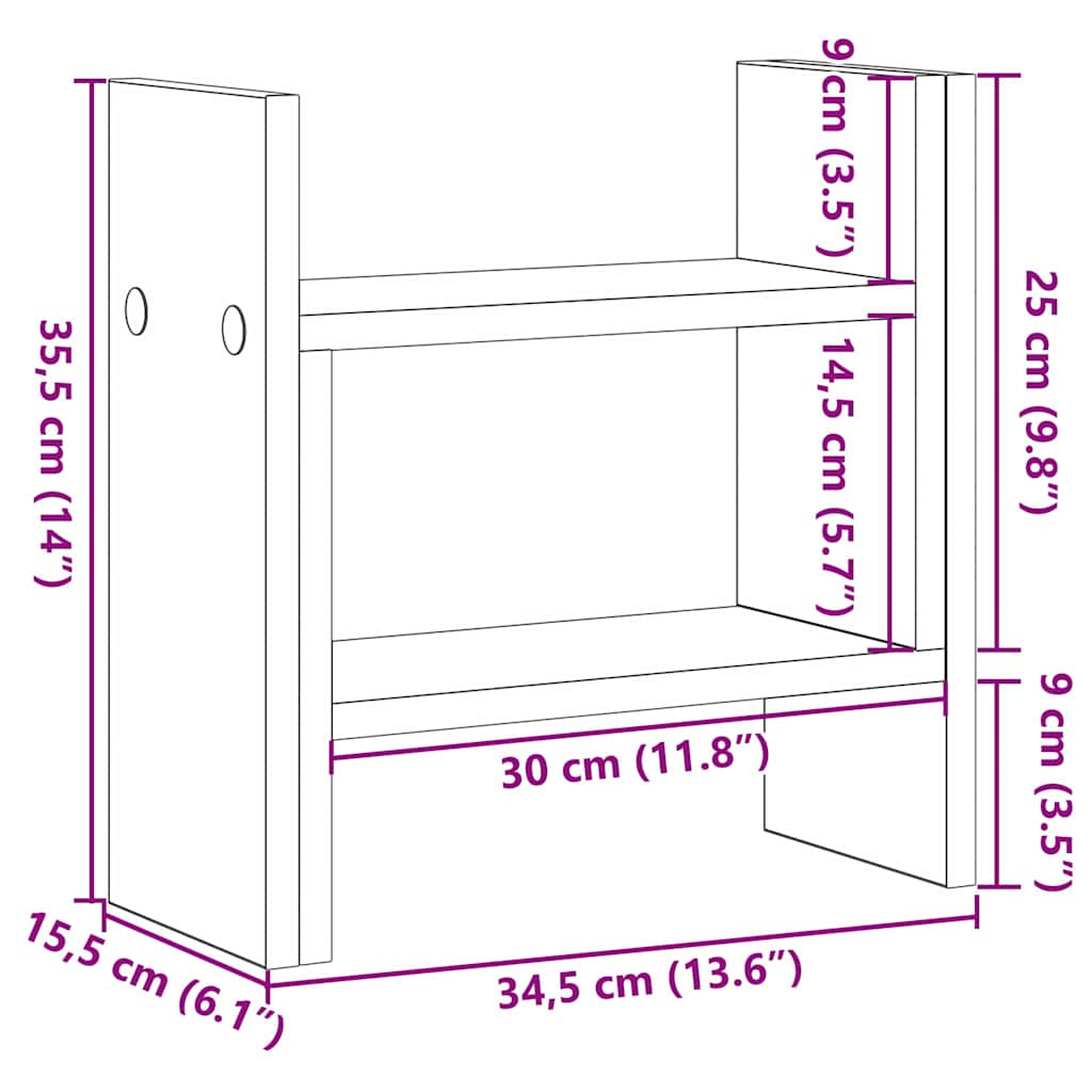 Organizér Na Stůl Artisanový Dub 34,5 X 15,5 X 35,5 Cm