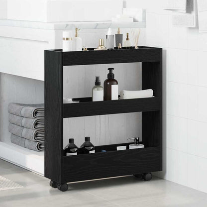 Úzký Úložný Vozík Černý Dub 60 X 18 X 70 Cm Kompozitní Dřevo