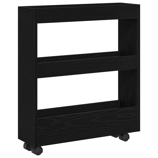 Úzký Úložný Vozík Černý Dub 60 X 18 X 70 Cm Kompozitní Dřevo