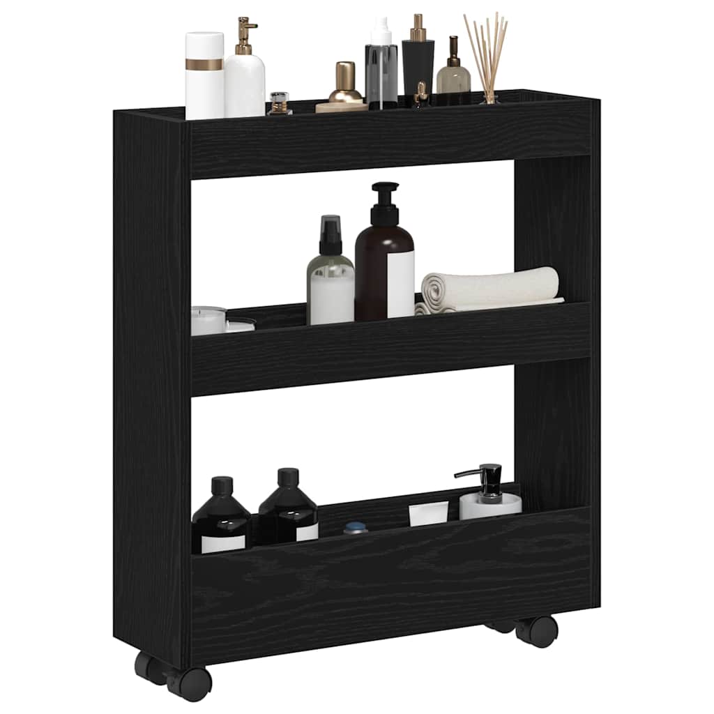Úzký Úložný Vozík Černý Dub 60 X 18 X 70 Cm Kompozitní Dřevo