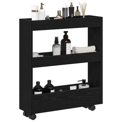 Úzký Úložný Vozík Černý Dub 60 X 18 X 70 Cm Kompozitní Dřevo