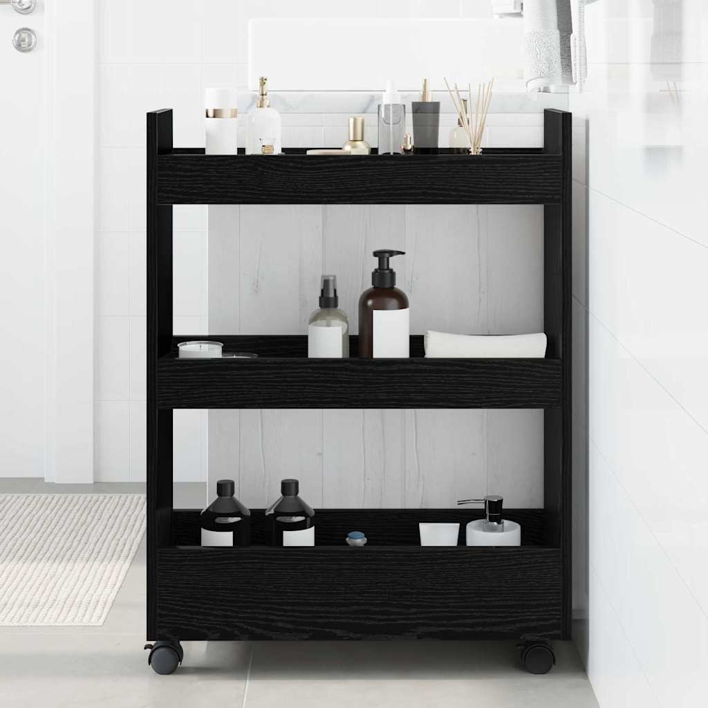 Úzký Úložný Vozík Černý Dub 60 X 22 X 80 Cm Kompozitní Dřevo