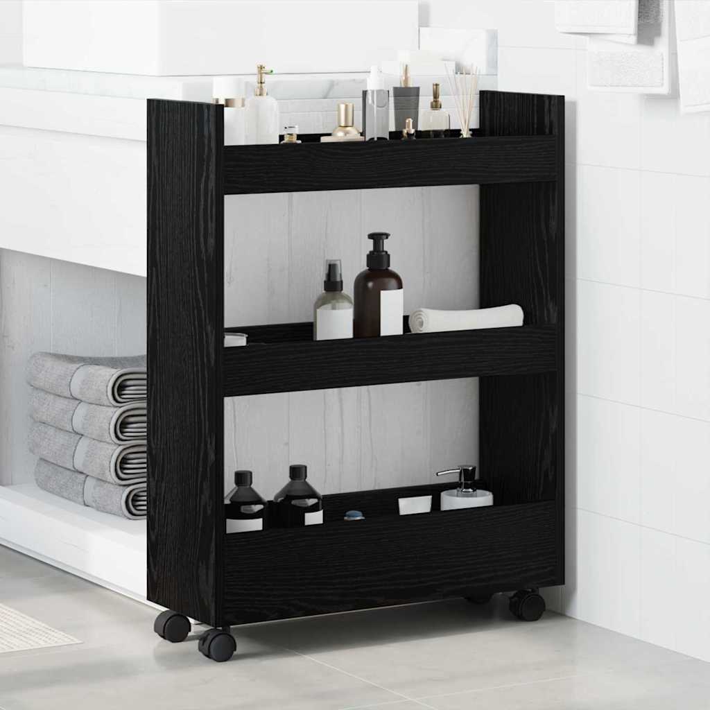 Úzký Úložný Vozík Černý Dub 60 X 22 X 80 Cm Kompozitní Dřevo
