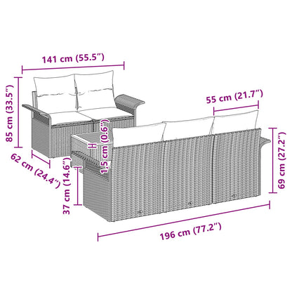 Sada Zahradních Pohovek 6 Ks Šedá Polyratan
