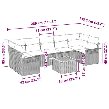 Sada Zahradních Pohovek 8 Ks Černá Polyratan