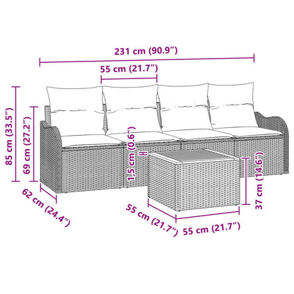 Sada Zahradních Pohovek 5 Ks Polyratan