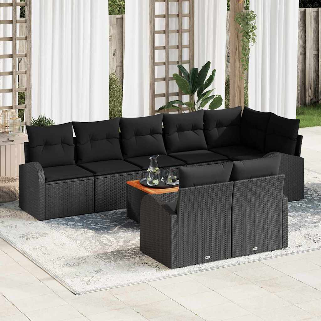 Sada Zahradních Pohovek 9 Ks Černá Polyratan