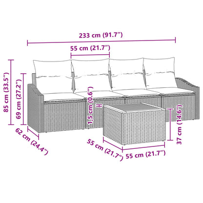 Sada Zahradních Pohovek 5 Ks Černá Polyratan