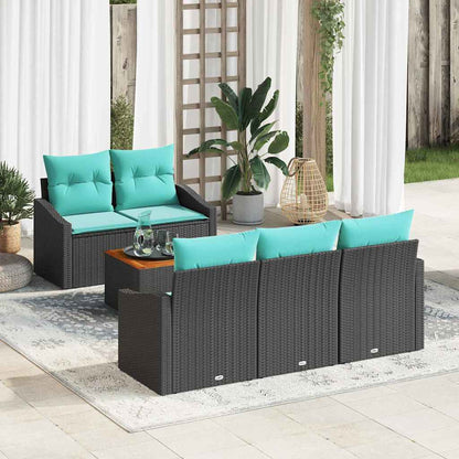 Sada Zahradních Pohovek 6 Ks Černá Polyratan