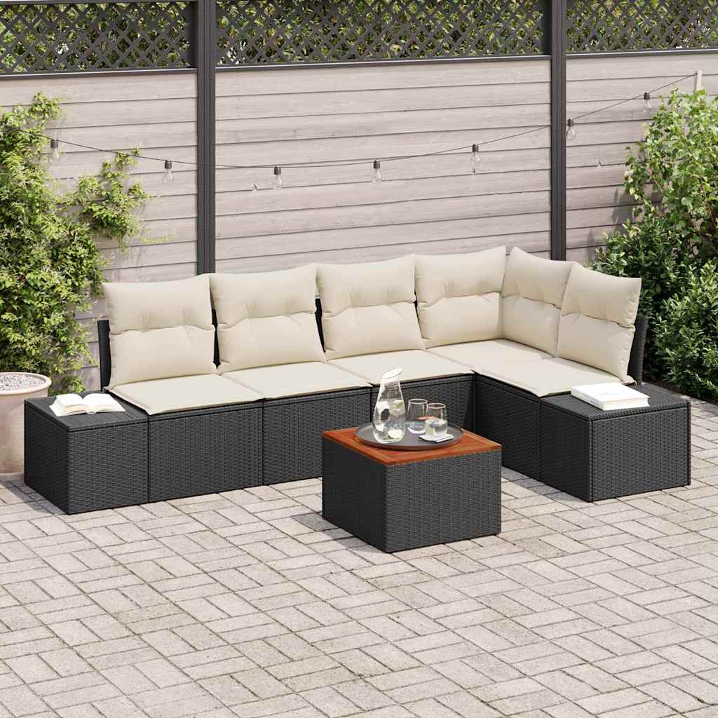 Sada Zahradních Pohovek 6 Ks Černá Polyratan
