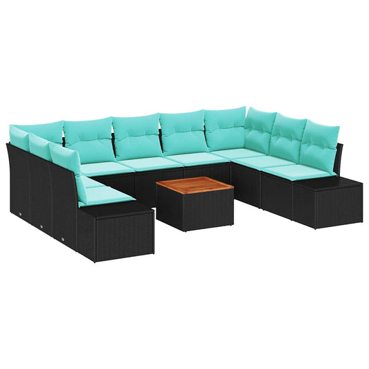 Sada Zahradních Pohovek 10 Ks Černá Polyratan