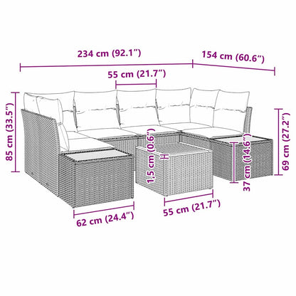 Sada Zahradních Pohovek 6 Ks Černá Poly Ratan