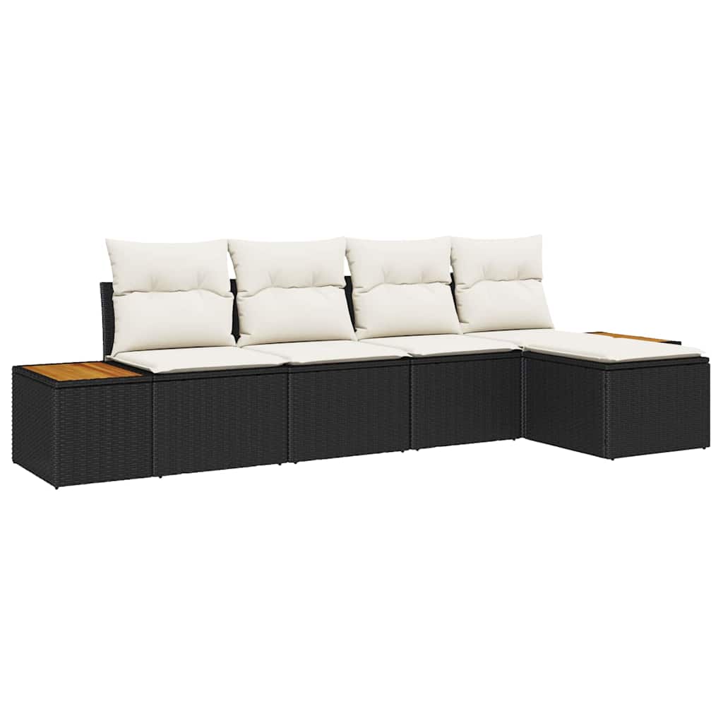Sada Zahradních Pohovek 5 Ks Černá Poly Ratan