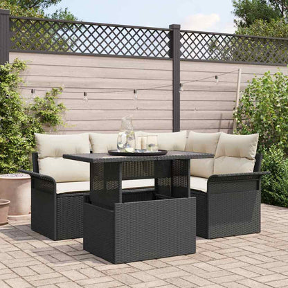 Sada Zahradních Pohovek 5 Ks Černá Polyratan