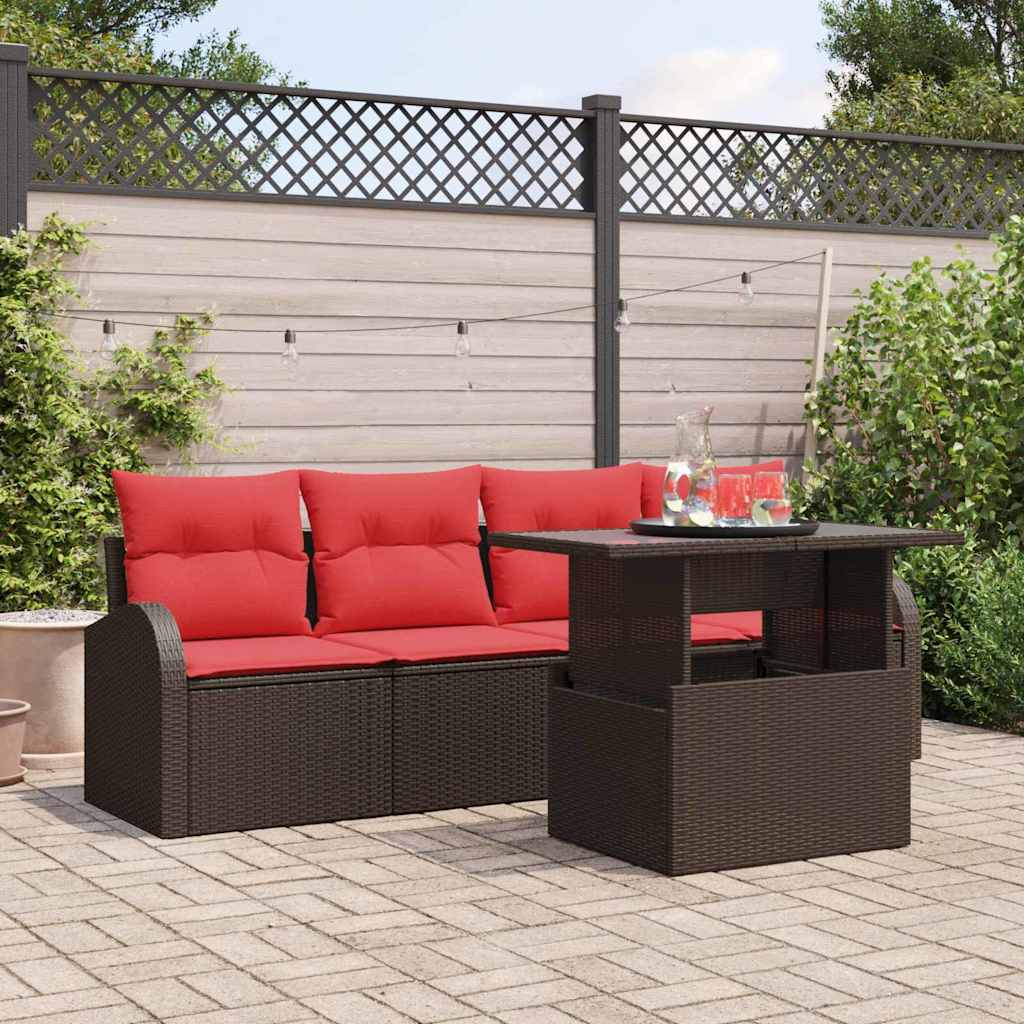 Sada Zahradních Pohovek 5 Ks Hnědá Polyratan