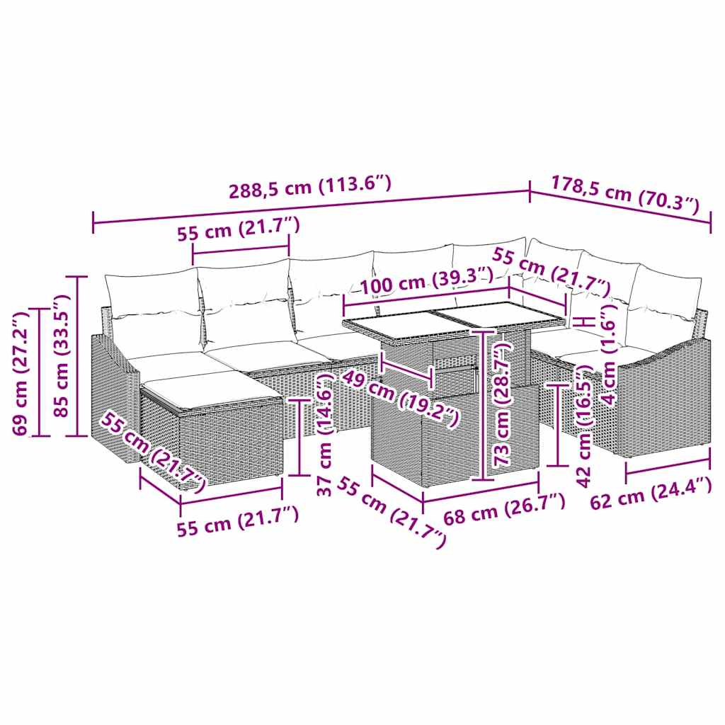 Set Pohovek 9 Ks Polyratan