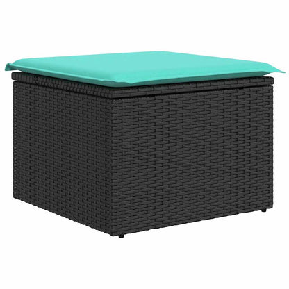 Set Pohovek 9 Ks Černá A Modrá Polyratan