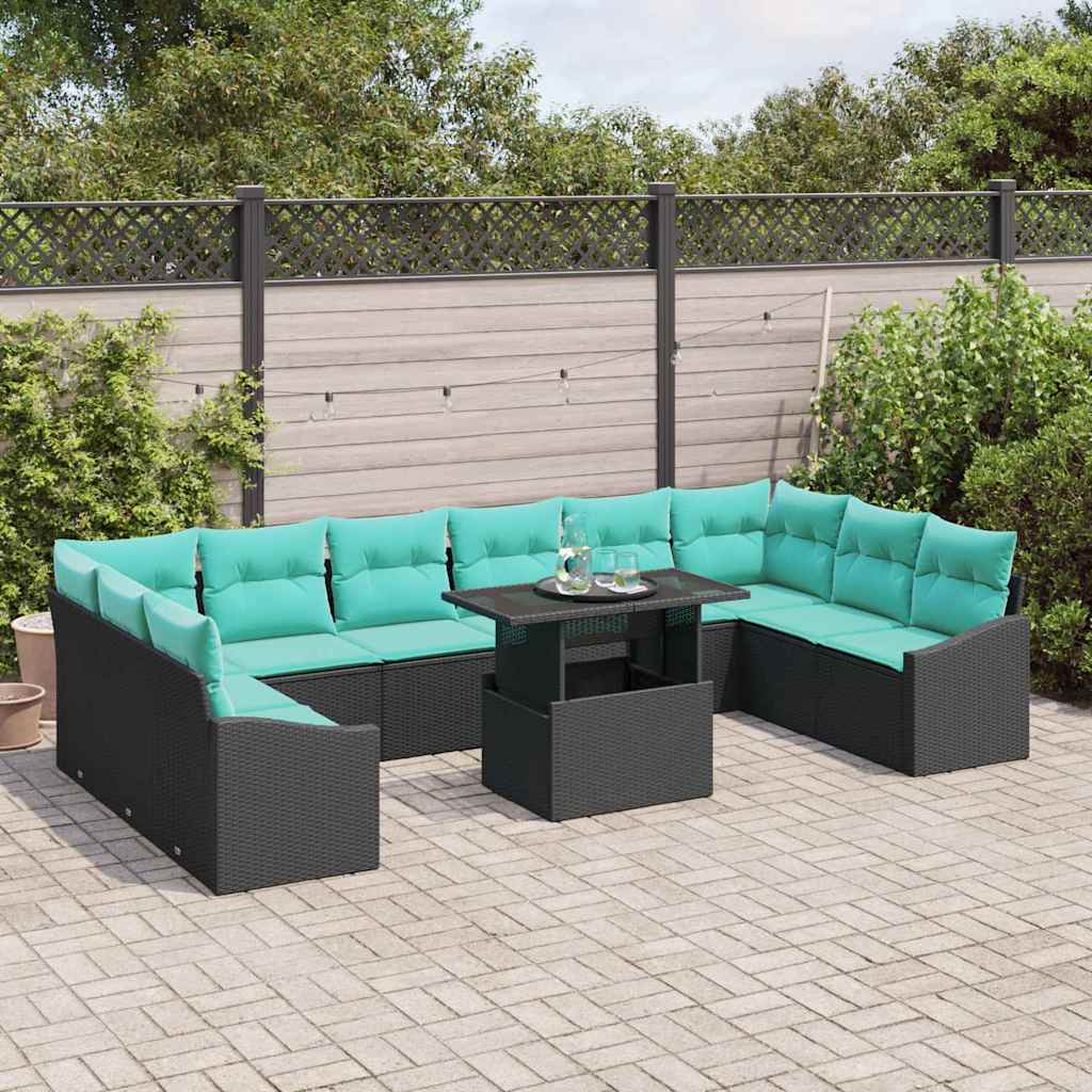 Set Pohovek 11 Ks 10-Počet Míst Černá A Modrá Polyratan