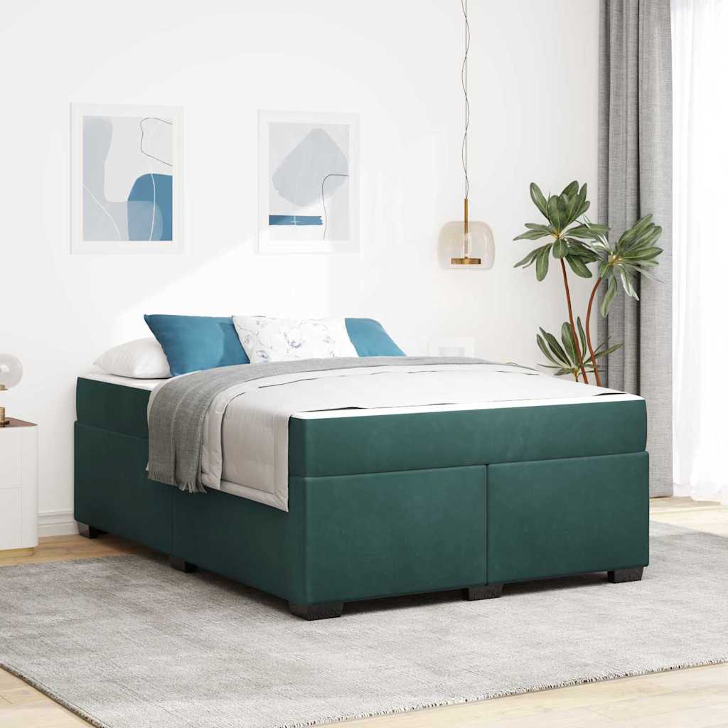 Rám Postele S Matrací Tmavě Modrá Textil
