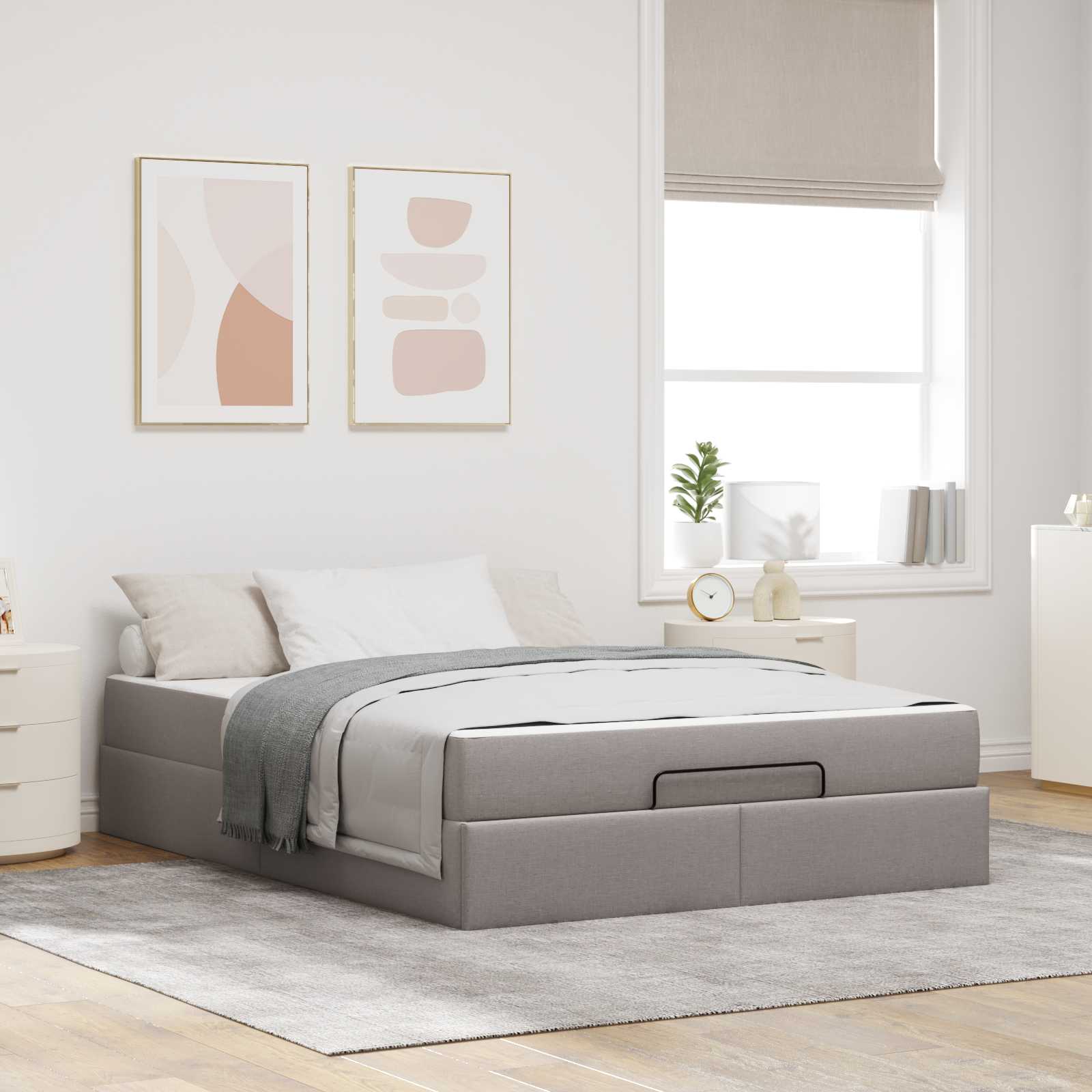 Rám Postele S Matrací 2 Pcs Taupe Textil