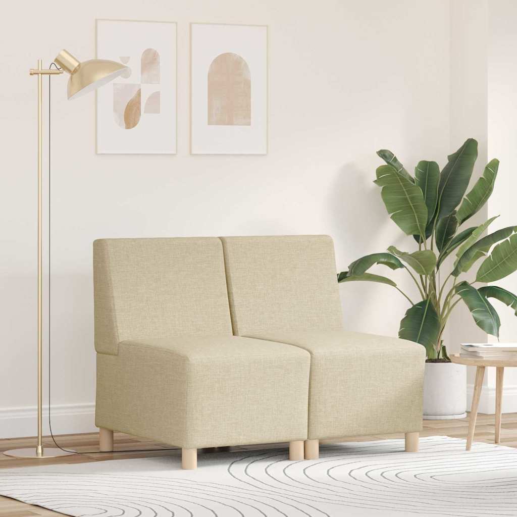 Modulová Sedačka Bez Opěradel 2 Ks Krémová Textil