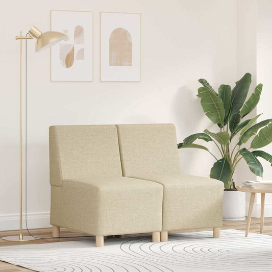 Modulová Sedačka Bez Opěradel 2 Ks Krémová Textil