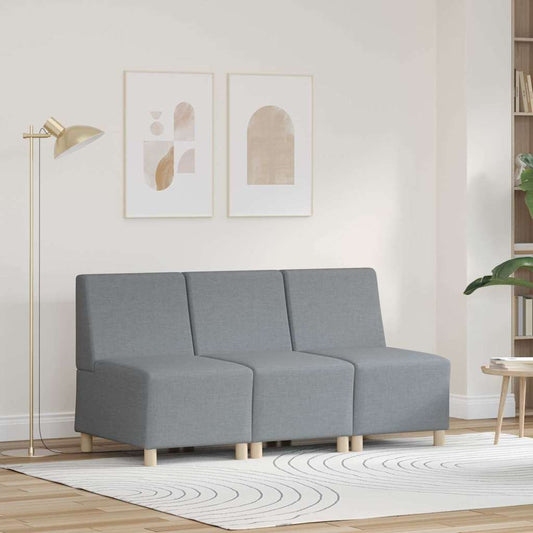 Modulová Sedačka Bez Opěradel 3 Ks Světle Šedá Textil