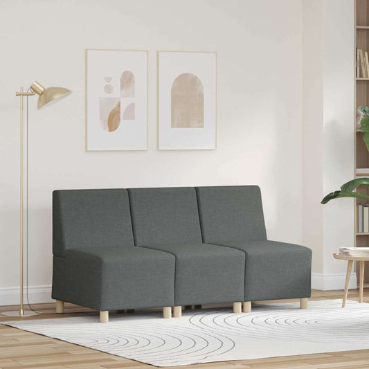 Modulová Sedačka Bez Opěradel 3 Ks Tmavě Šedá Textil
