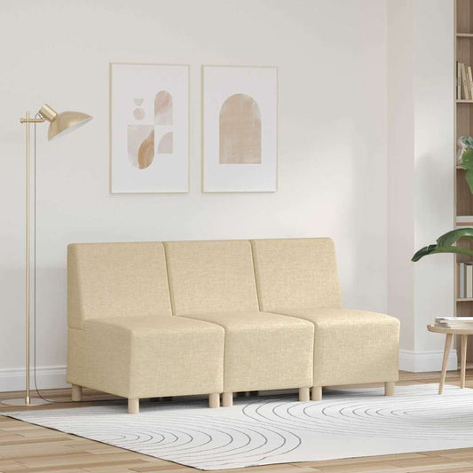 Modulová Sedačka Bez Opěradel 3 Ks Krémová Textil