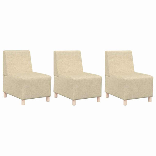 Modulová Sedačka Bez Opěradel 3 Ks Krémová Textil