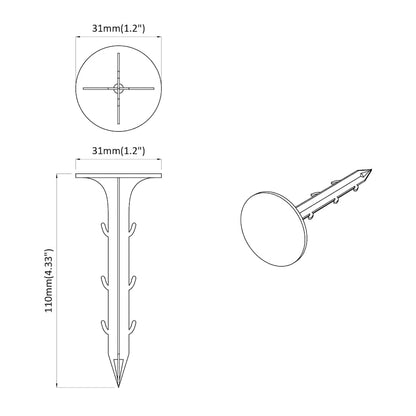 Zemní Kolíky 100 Pcs Černá Ø3 X 11 Cm Plast