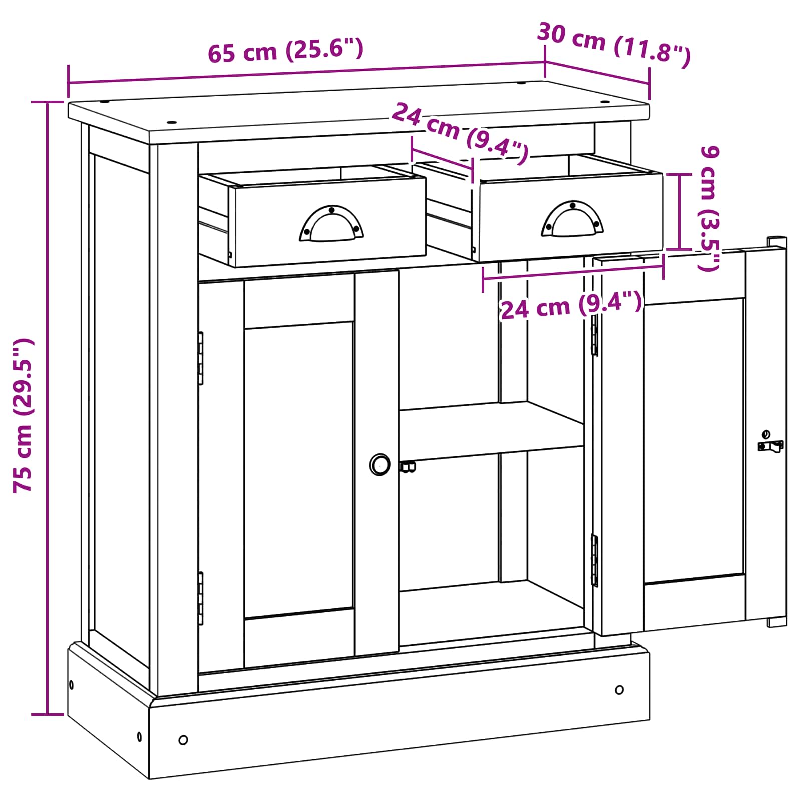 Úložná Skříňka Přírodní 65 X 30 X 75 Cm Pevné Teakové Dřevo