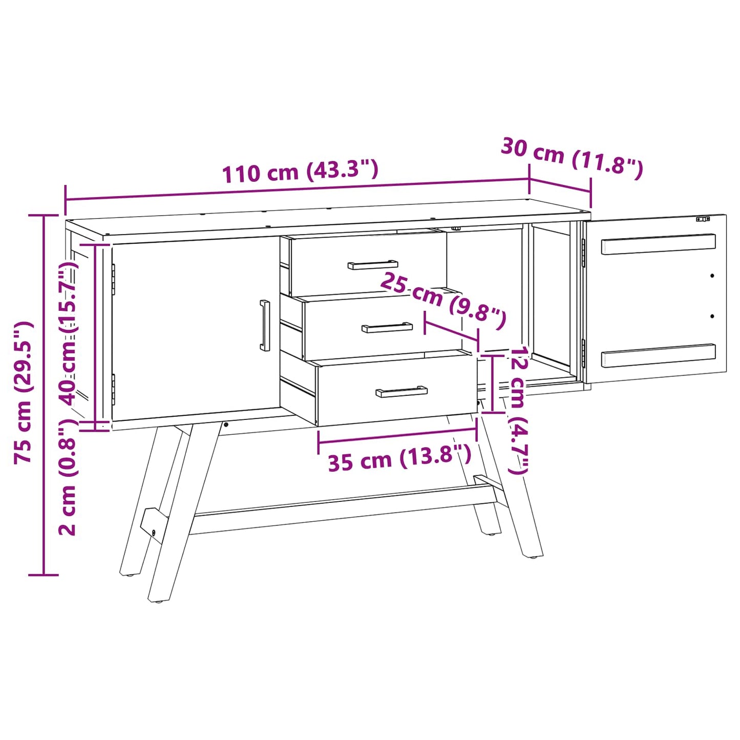 Televizní Stojan Přírodní 110 X 30 X 75 Cm Pevné Teakové Dřevo