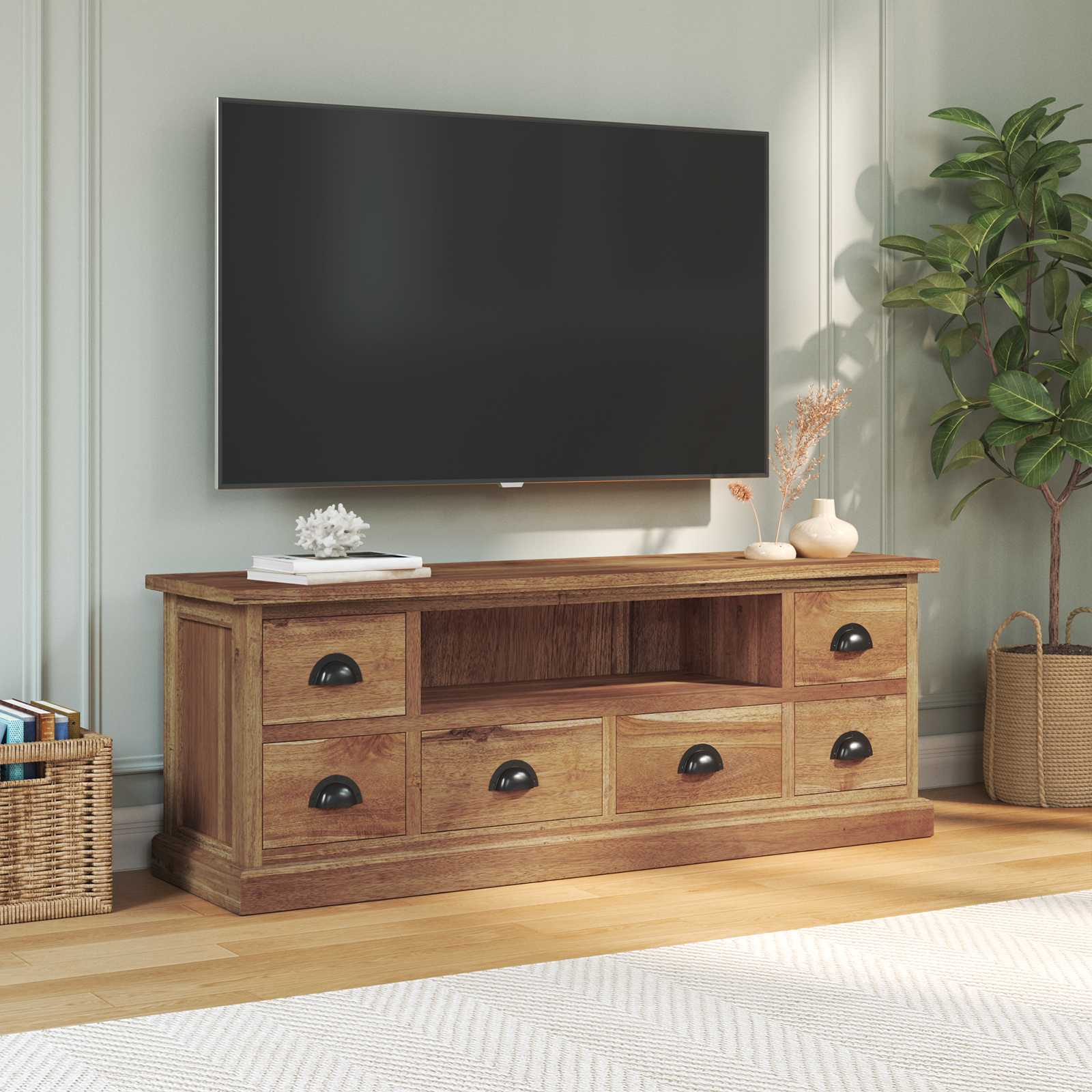 Televizní Stojan Přírodní 110 X 30 X 40 Cm Pevné Teakové Dřevo