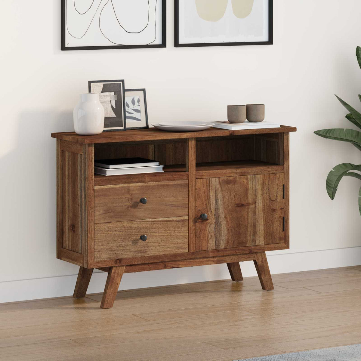 Servírovací Skříň Přírodní 100 X 30 X 68 Cm Pevné Teakové Dřevo