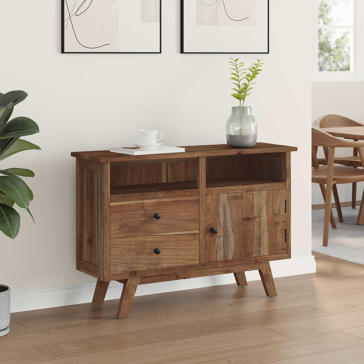 Servírovací Skříň Přírodní 100 X 30 X 68 Cm Pevné Teakové Dřevo