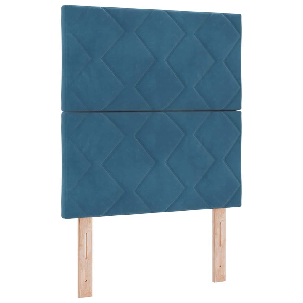Postel S Boxspringem S Čelo Tmavě Modrá 200 X 80 Cm Samet