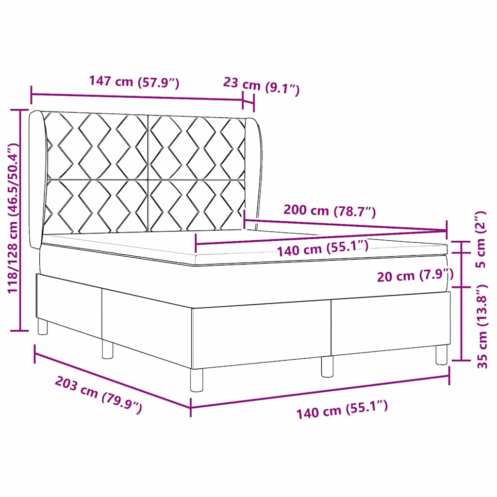Postel S Boxspringem S Čelo Světle Šedá 200 X 140 Cm Samet