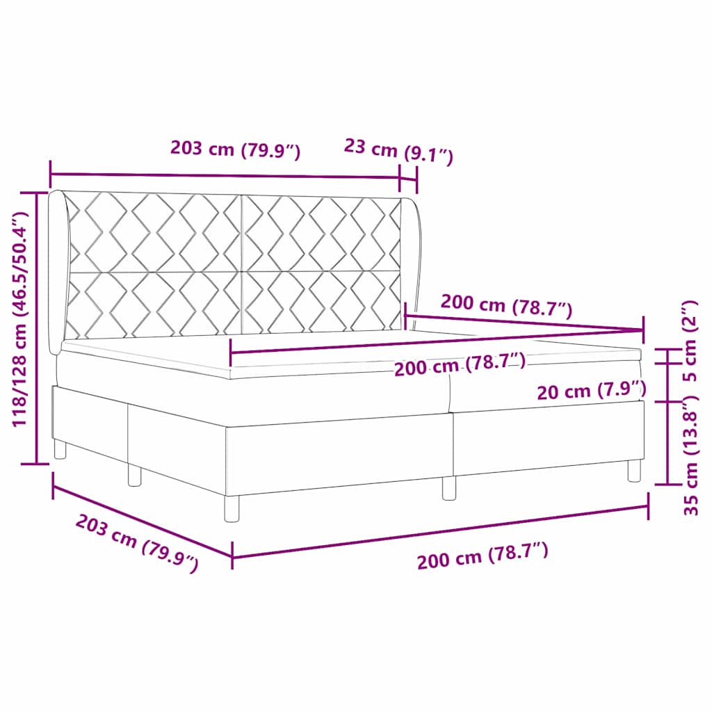 Postel S Boxspringem S Čelo Tmavě Modrá 200 X 200 Cm Samet