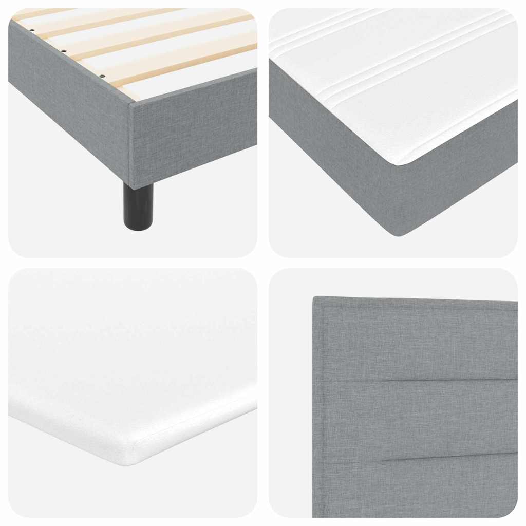 Postel S Boxspringem S Čelo Světle Šedá 190 X 90 Cm Textil