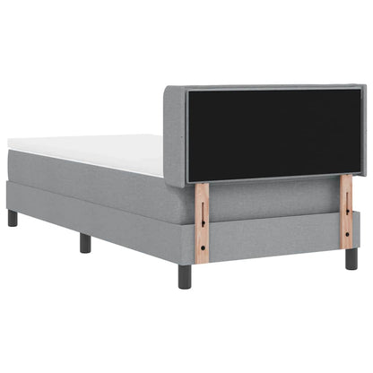 Postel S Boxspringem S Čelo Světle Šedá 190 X 90 Cm Textil