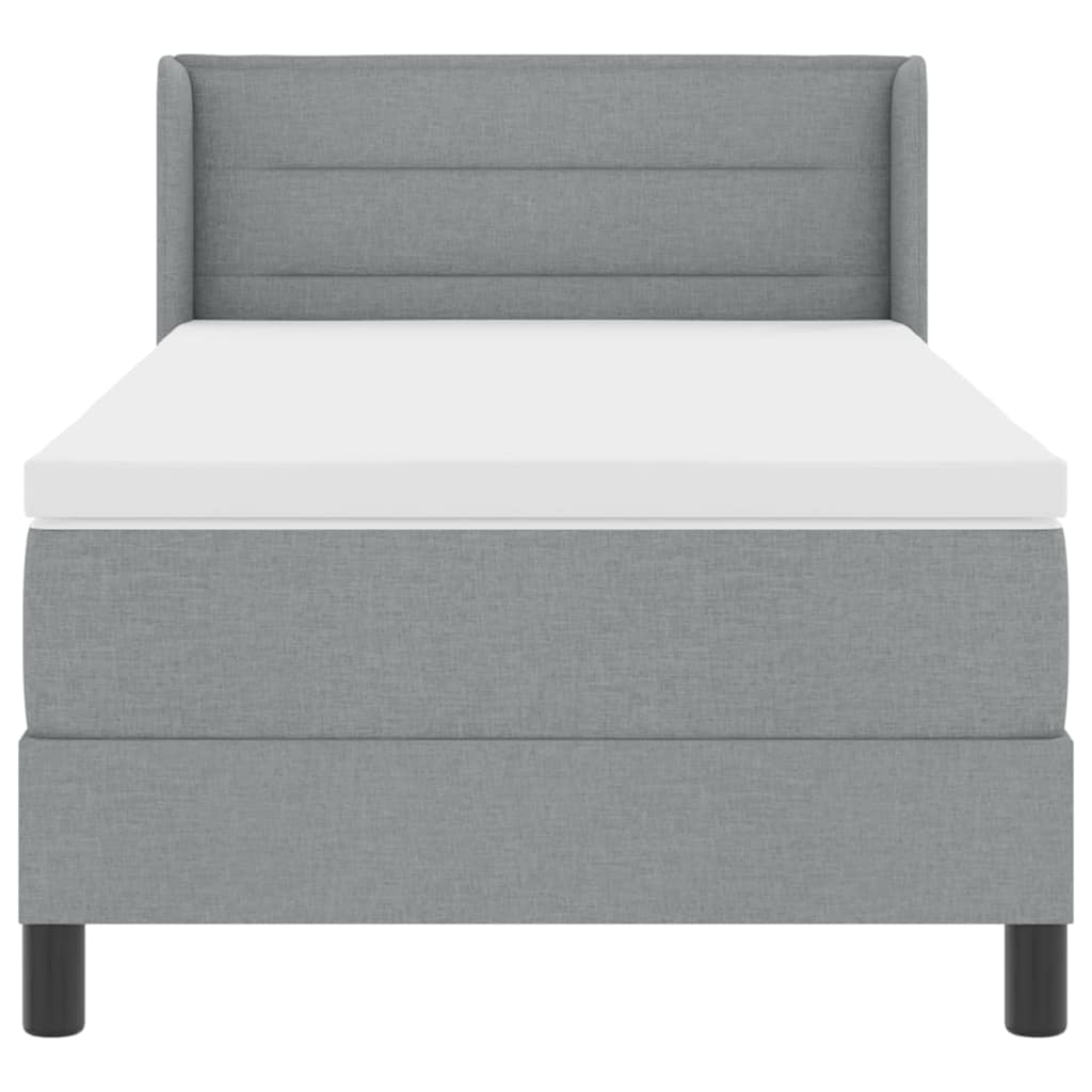 Postel S Boxspringem S Čelo Světle Šedá 190 X 90 Cm Textil