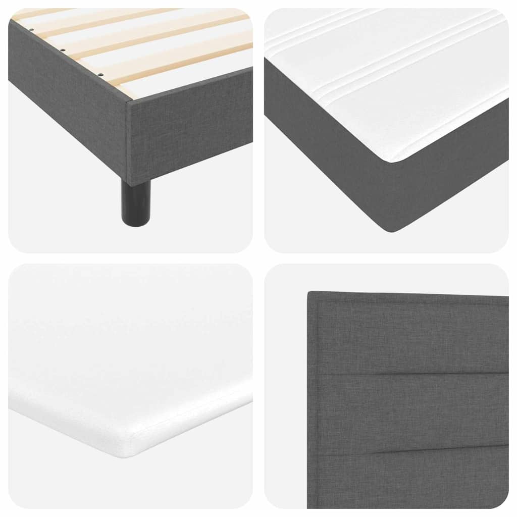 Postel S Boxspringem S Polštářem Tmavě Šedá 190 X 90 Cm Textil