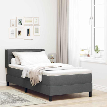 Postel S Boxspringem S Polštářem Tmavě Šedá 190 X 90 Cm Textil