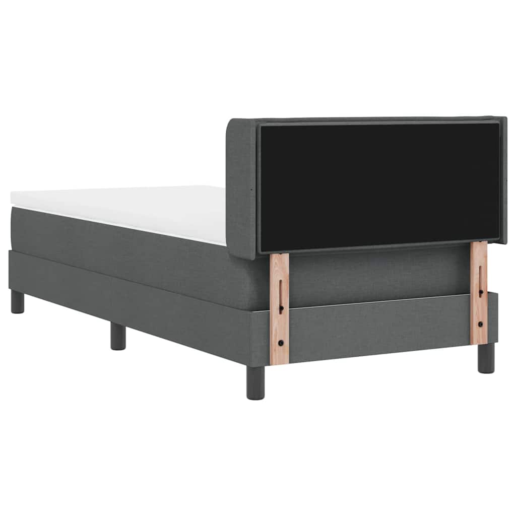 Postel S Boxspringem S Polštářem Tmavě Šedá 190 X 90 Cm Textil